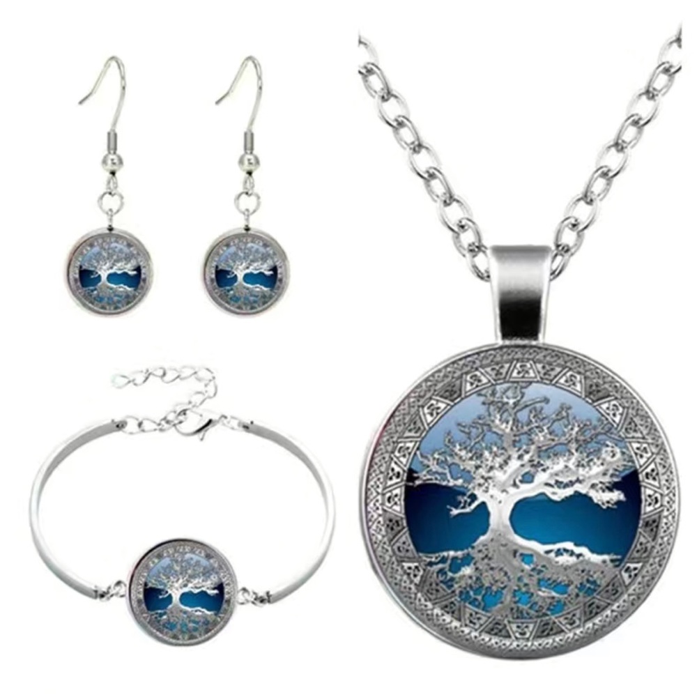 🆕 Personality Celtic Tree Of Life Necklace & Bracelet & Earrings Jewelry Set